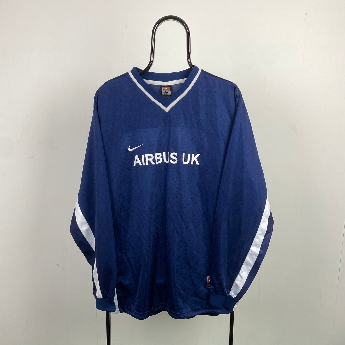 90s Nike Long Sleeve Football Shirt T-Shirt Blue XL