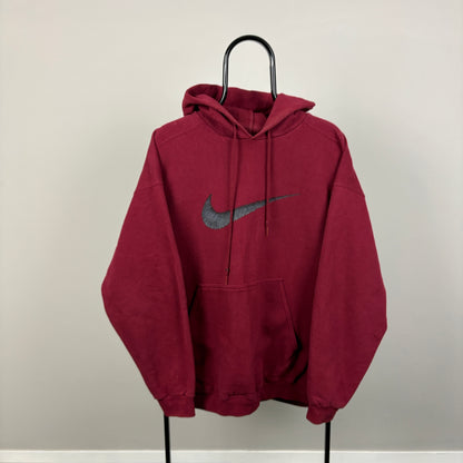 90s Nike Swoosh Hoodie Red Large