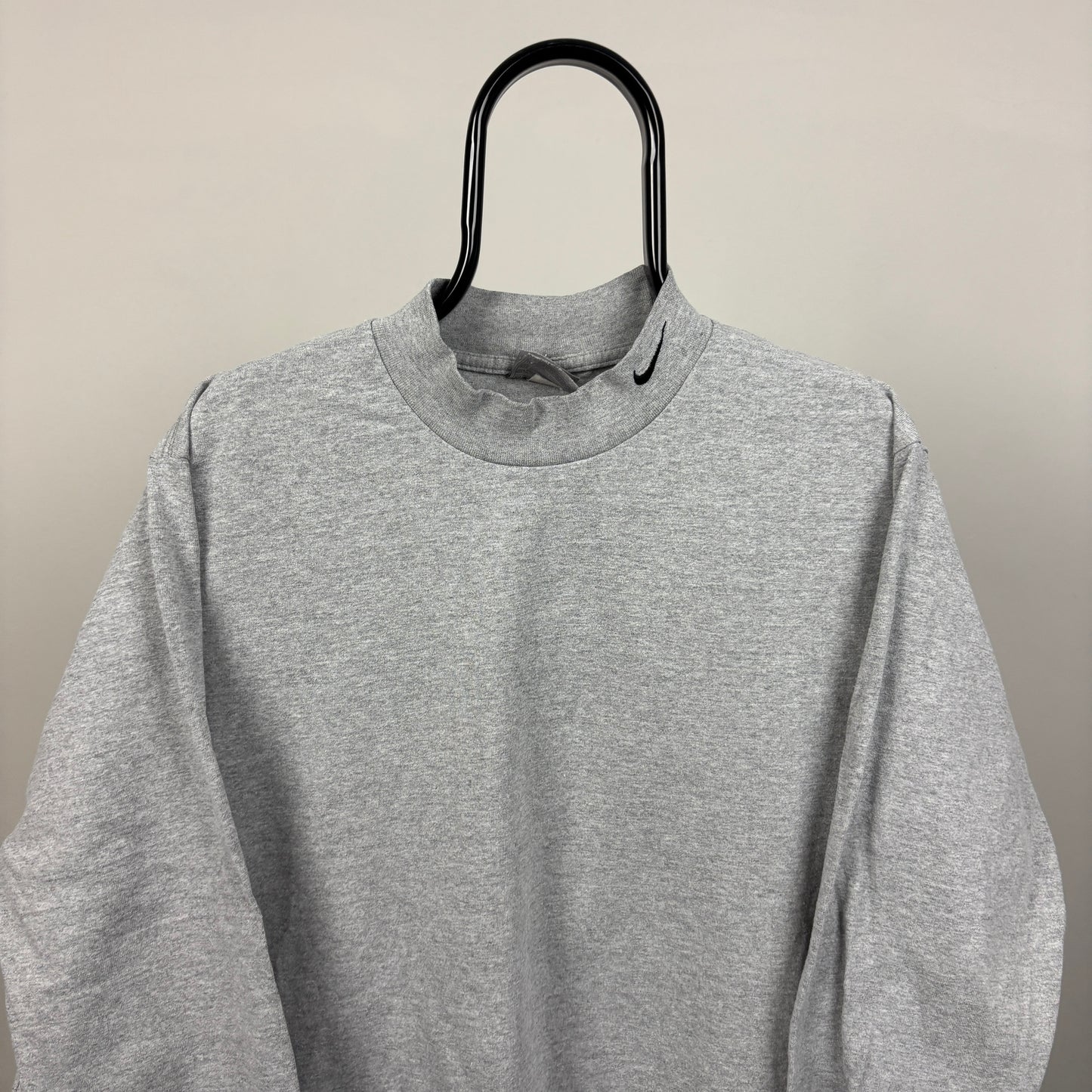 00s Nike Mock Neck Sweatshirt Grey Medium