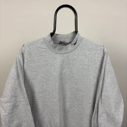 00s Nike Mock Neck Sweatshirt Grey Medium
