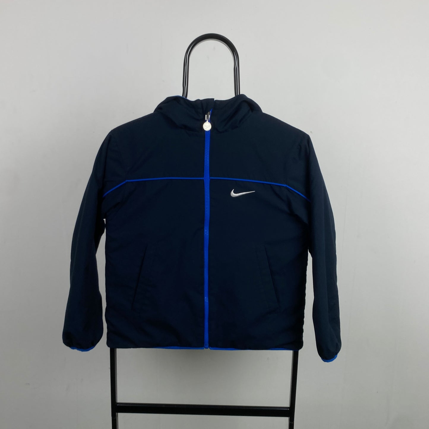 00s Nike Reversible Piping Fleece Coat Jacket Blue XS