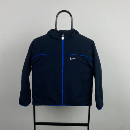 00s Nike Reversible Piping Fleece Coat Jacket Blue XS