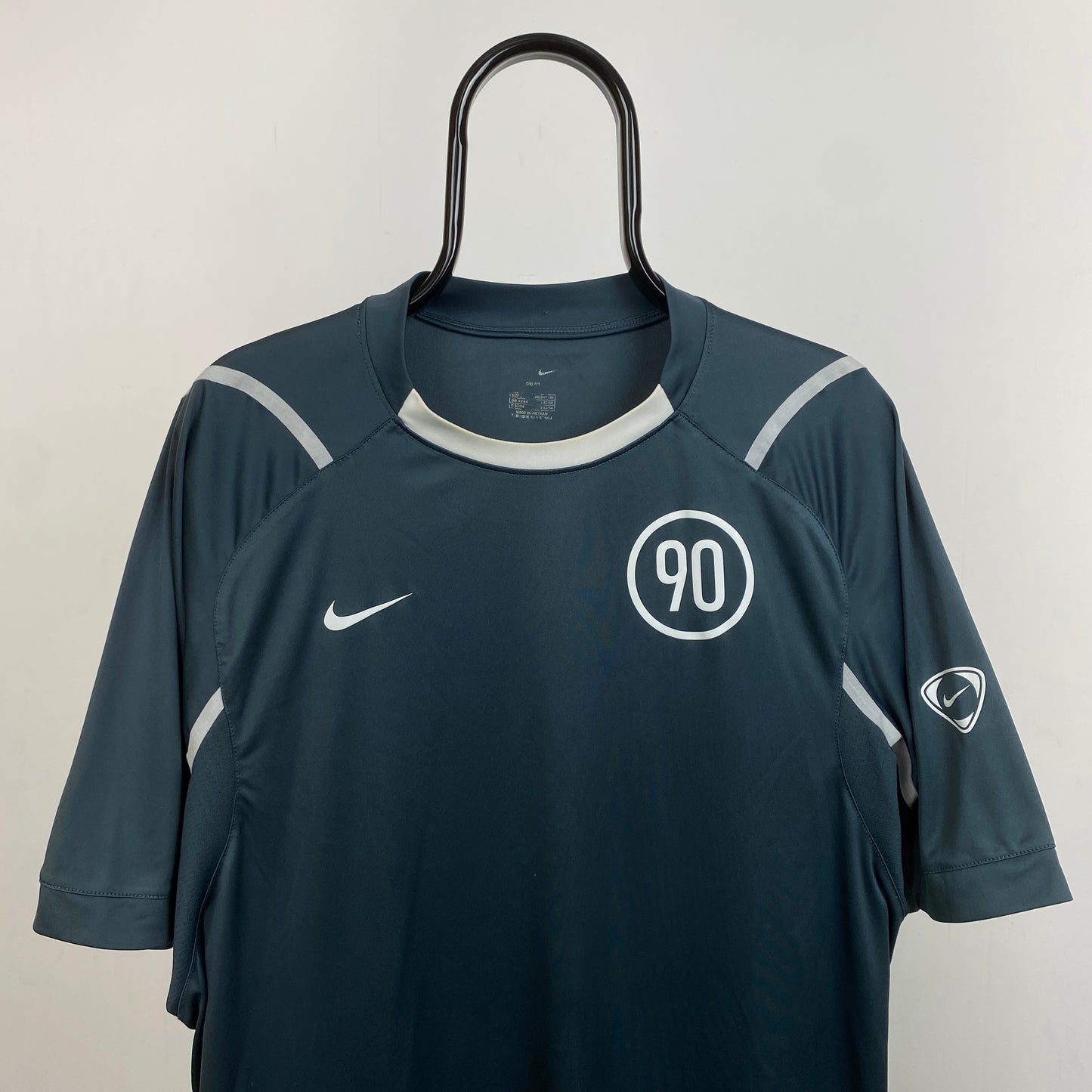 00s Nike T90 Football Shirt T-Shirt Blue Large