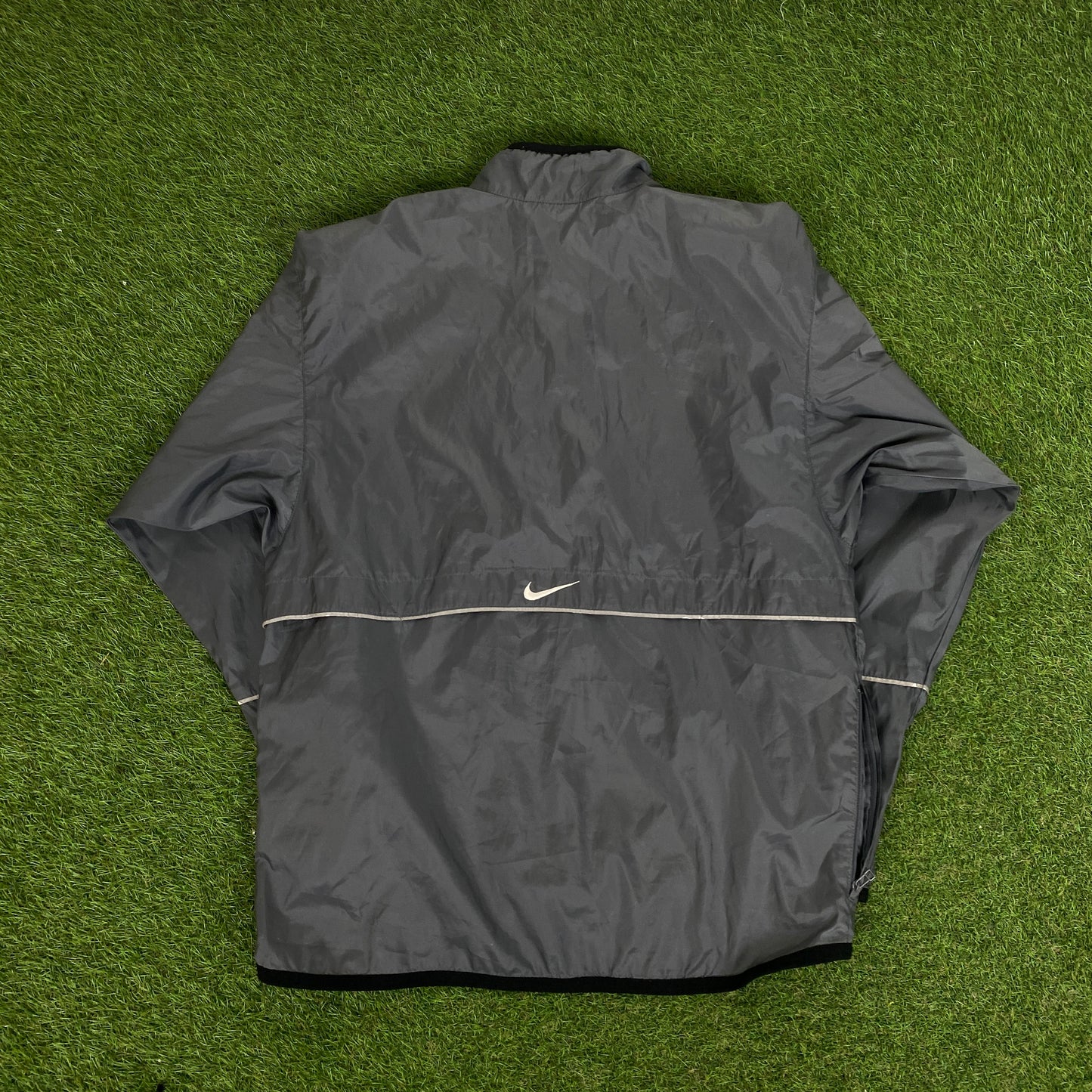 90s Nike Windbreaker Jacket + Joggers Set Grey Small