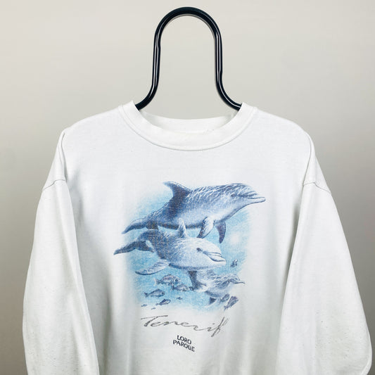 Retro Tenerife Dolphin Sweatshirt White Medium