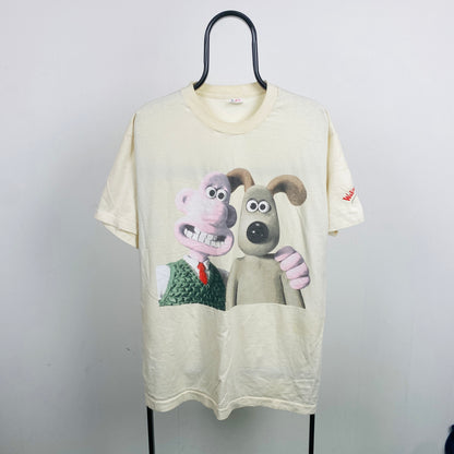 Retro 90s Wallace & Gromit T-Shirt White Cream XL