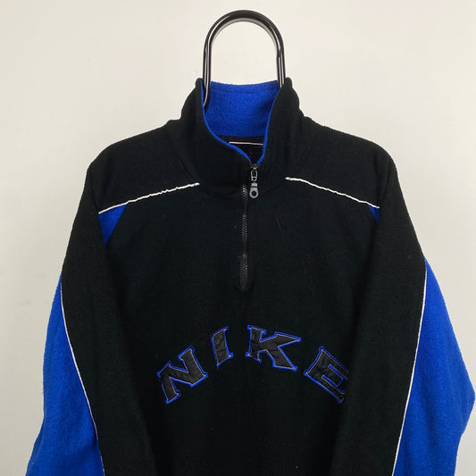 90s Nike 1/4 Zip Fleece Sweatshirt Blue Small
