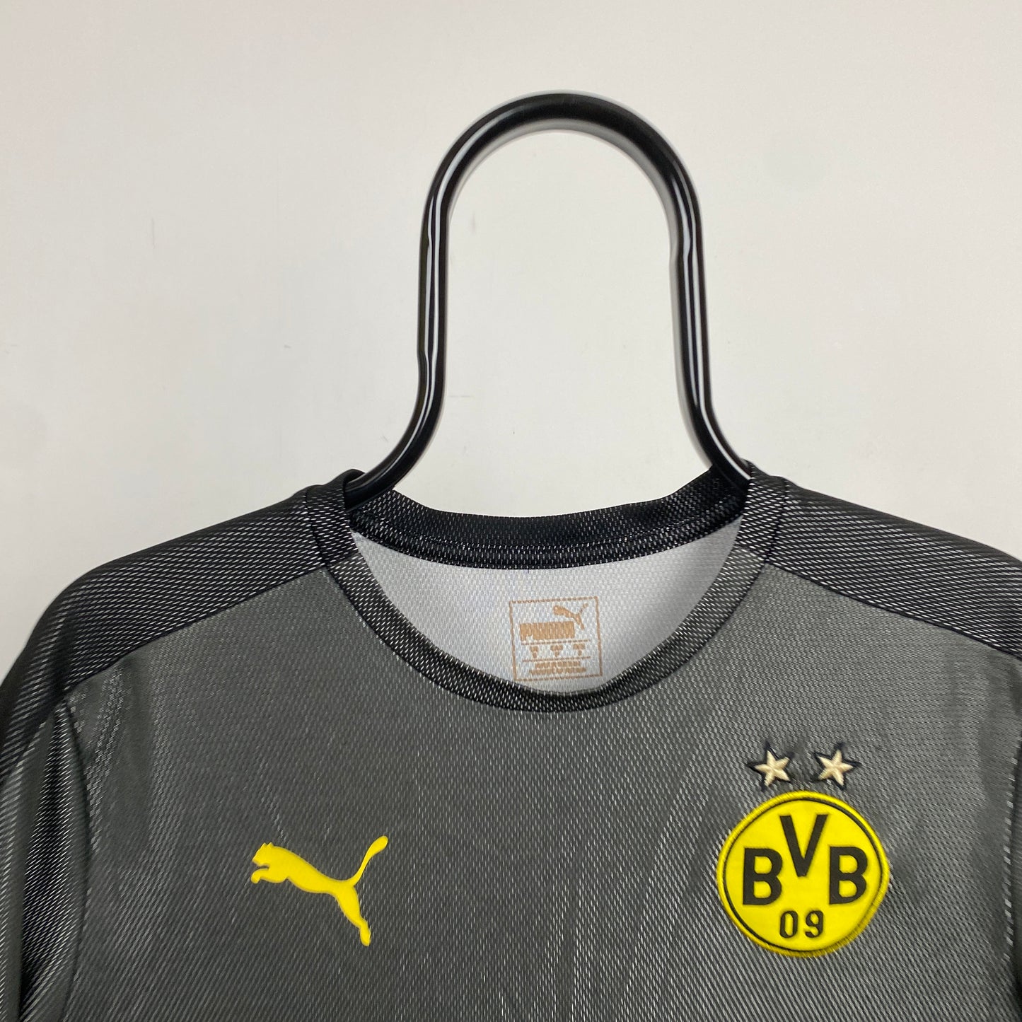 Retro Puma Borussia Dortmund Football Shirt T-Shirt Black Small