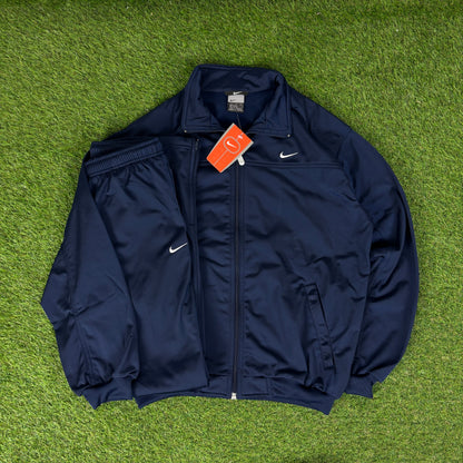 00s Nike Windbreaker Jacket + Joggers Set Blue Small