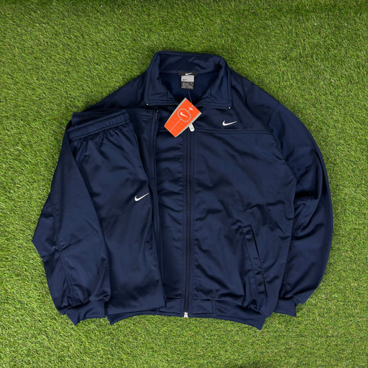 00s Nike Windbreaker Jacket + Joggers Set Blue Small