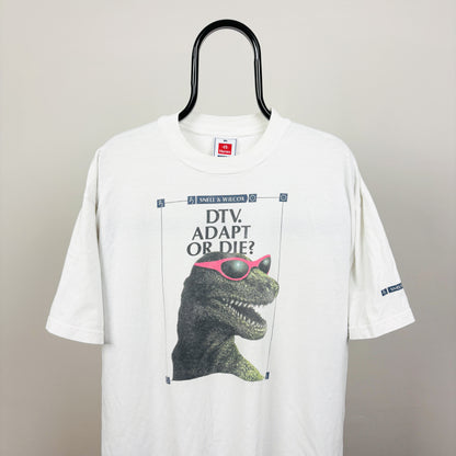 90s Hanes Dinosaur T-Shirt White XL