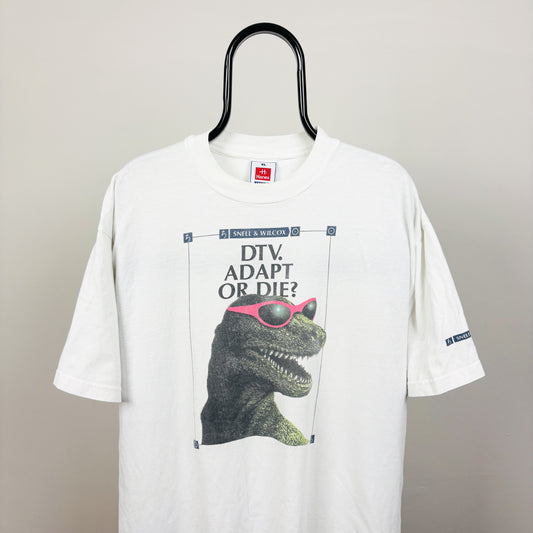 90s Hanes Dinosaur T-Shirt White XL