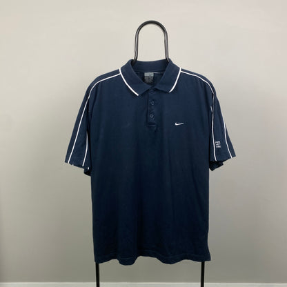 00s Nike Court Polo Shirt T-Shirt Blue XL