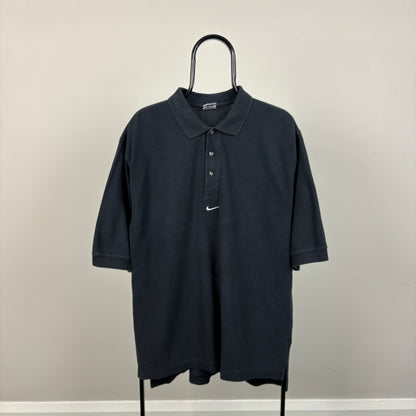 90s Nike Polo Shirt T-Shirt Black Medium