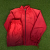 00s Nike Ombre Windbreaker Jacket + Joggers Set Red Medium