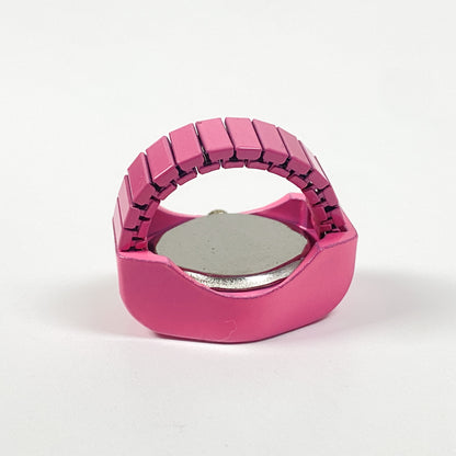 Encrusted Watch Ring Adjustable Pink