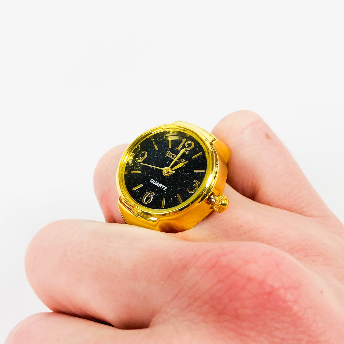 Retro Adjustable Watch Ring Gold Black