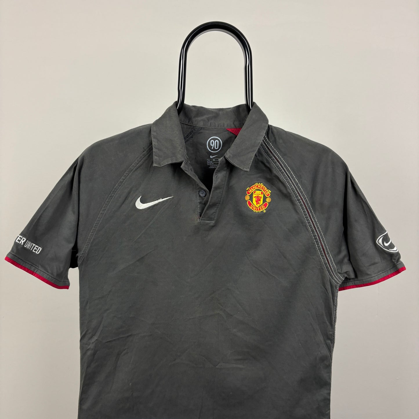 00s Nike Manchester United Polo Shirt T-Shirt Yellow Small