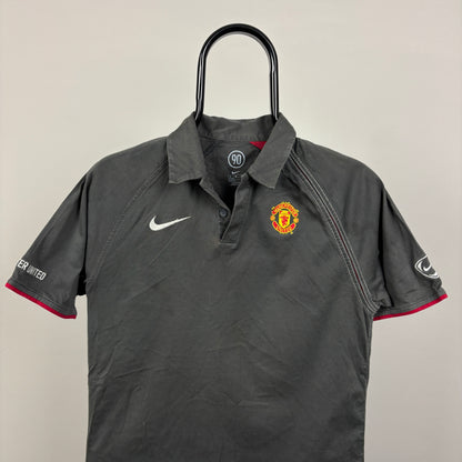 00s Nike Manchester United Polo Shirt T-Shirt Yellow Small