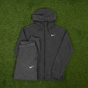00s Nike Tracksuit Hoodie + Joggers Set Grey Small