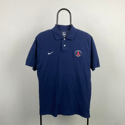 00s Nike PSG Polo Shirt T-Shirt Blue Medium