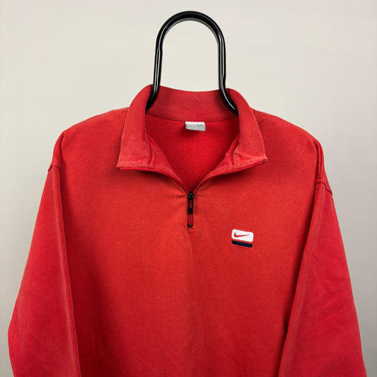 90s Nike 1/4 Zip Sweatshirt Red XS