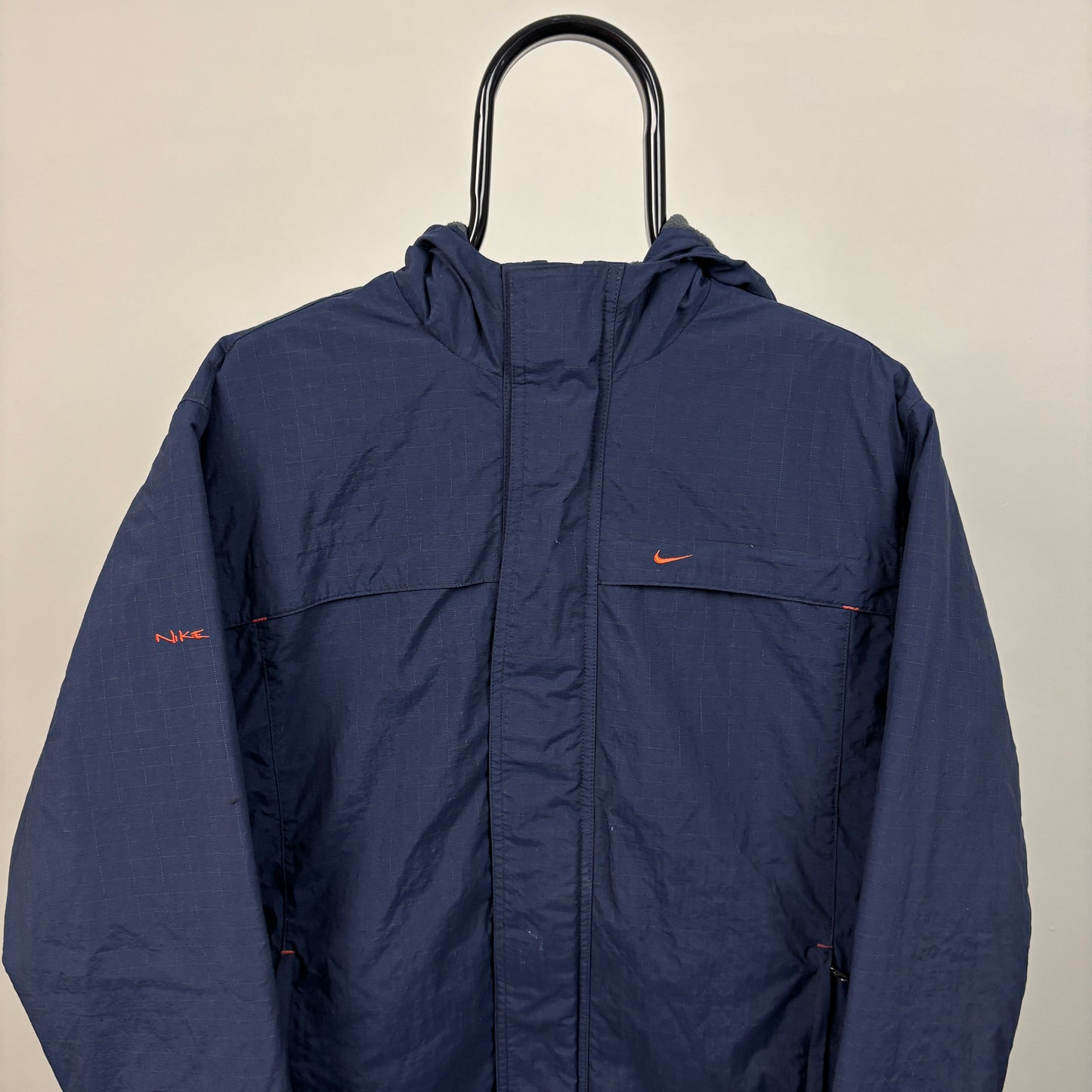 00s Nike Fleece Puffer Jacket Blue Small