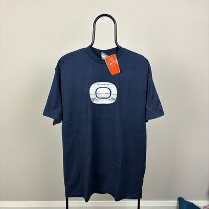 00s Nike Metallic Logo T-Shirt Blue XL