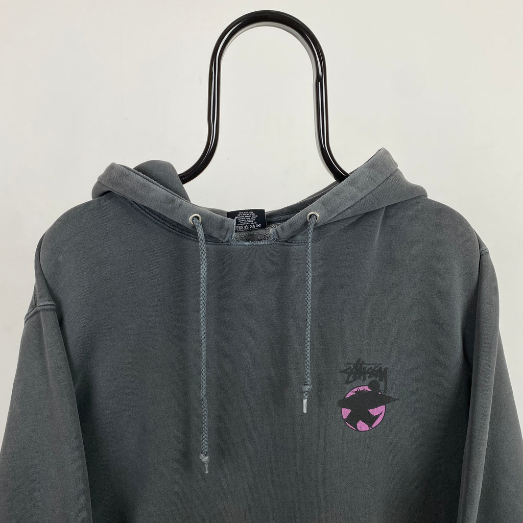 Retro 00s Stussy Hoodie Grey Large