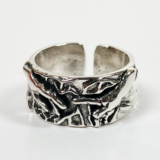 Retro Adjustable Creation of Adam Ring Silver