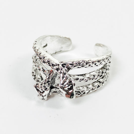 Retro Adjustable Twin Snake Ring Silver