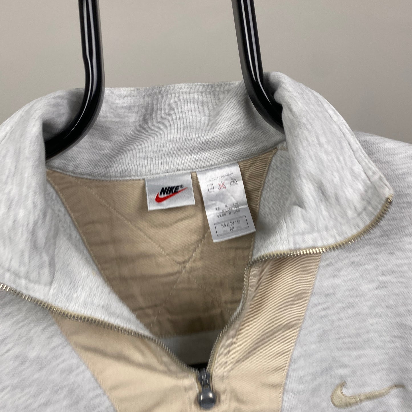 90s Nike 1/4 Zip Sweatshirt Grey Medium