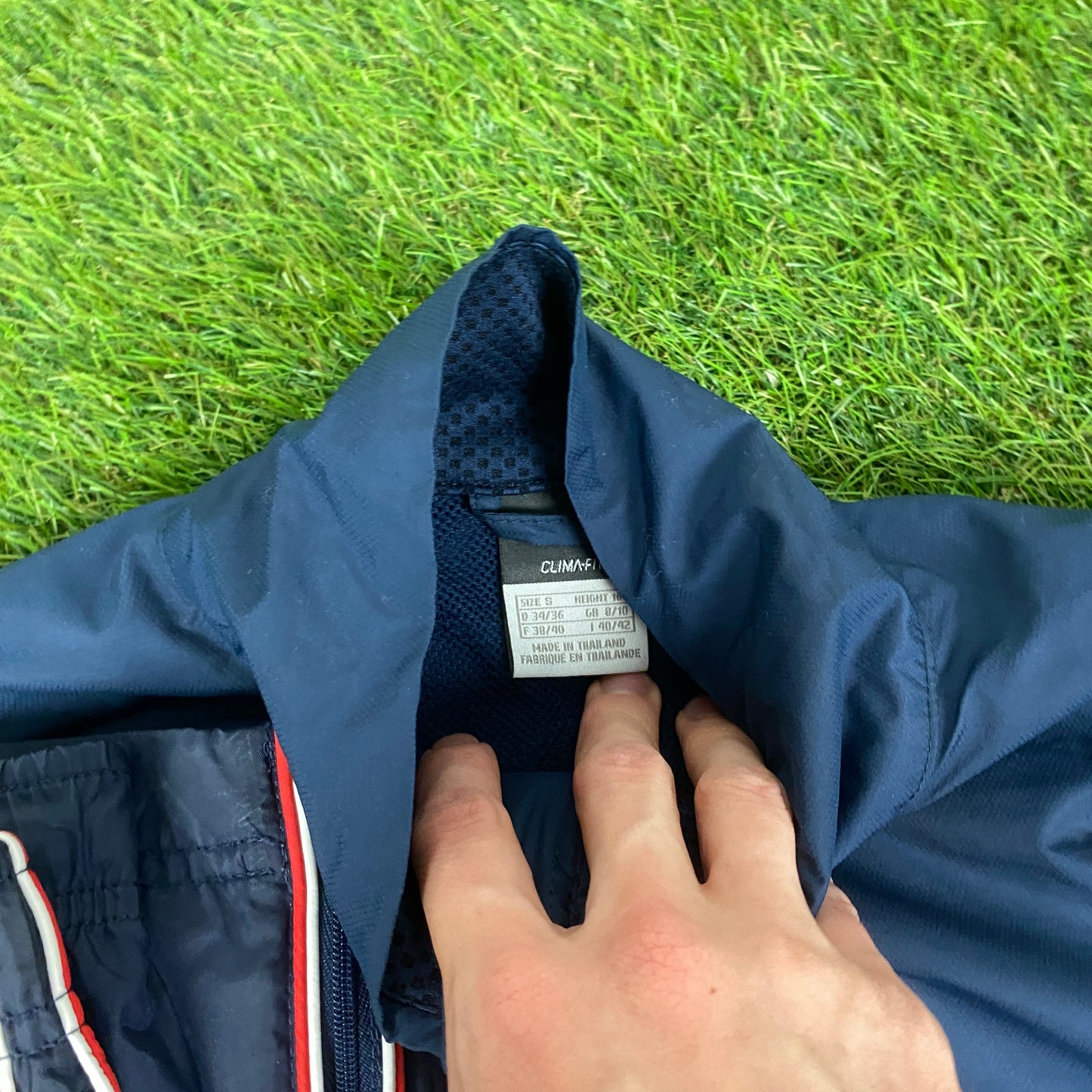 00s Nike Piping Windbreaker Jacket + Joggers Set Blue Small