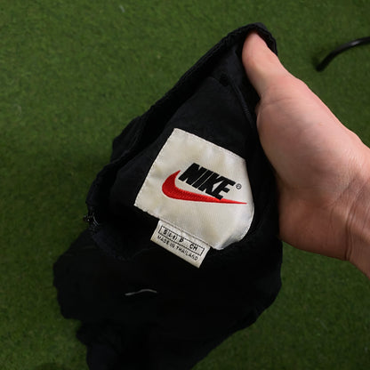 90s Nike Windbreaker Jacket + Joggers Set Black Small
