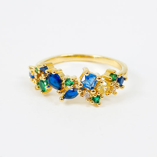 Vintage Antique Cluster Gem Ring Gold