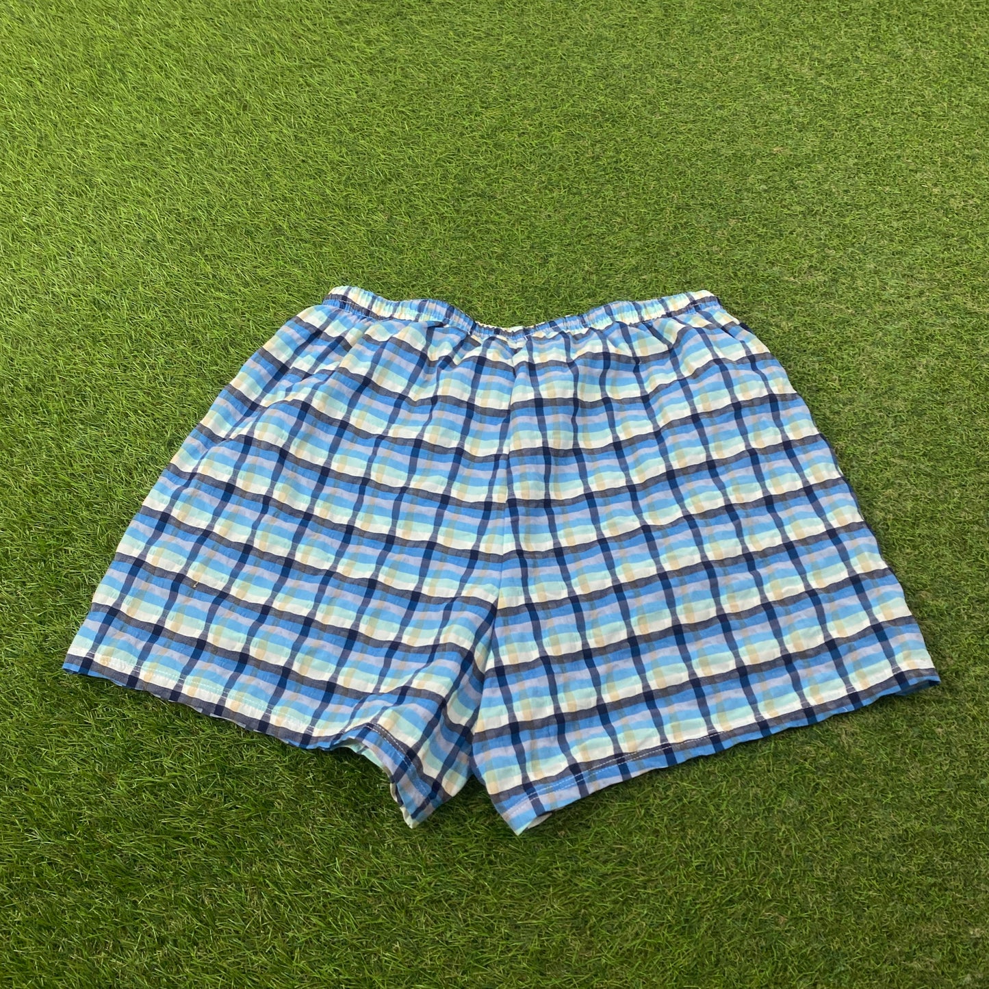 Retro Lacoste Plaid Shorts Blue Medium