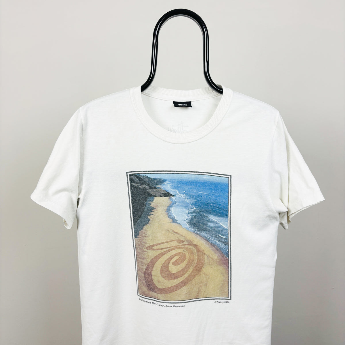00s Stussy Land Art T-Shirt White Small