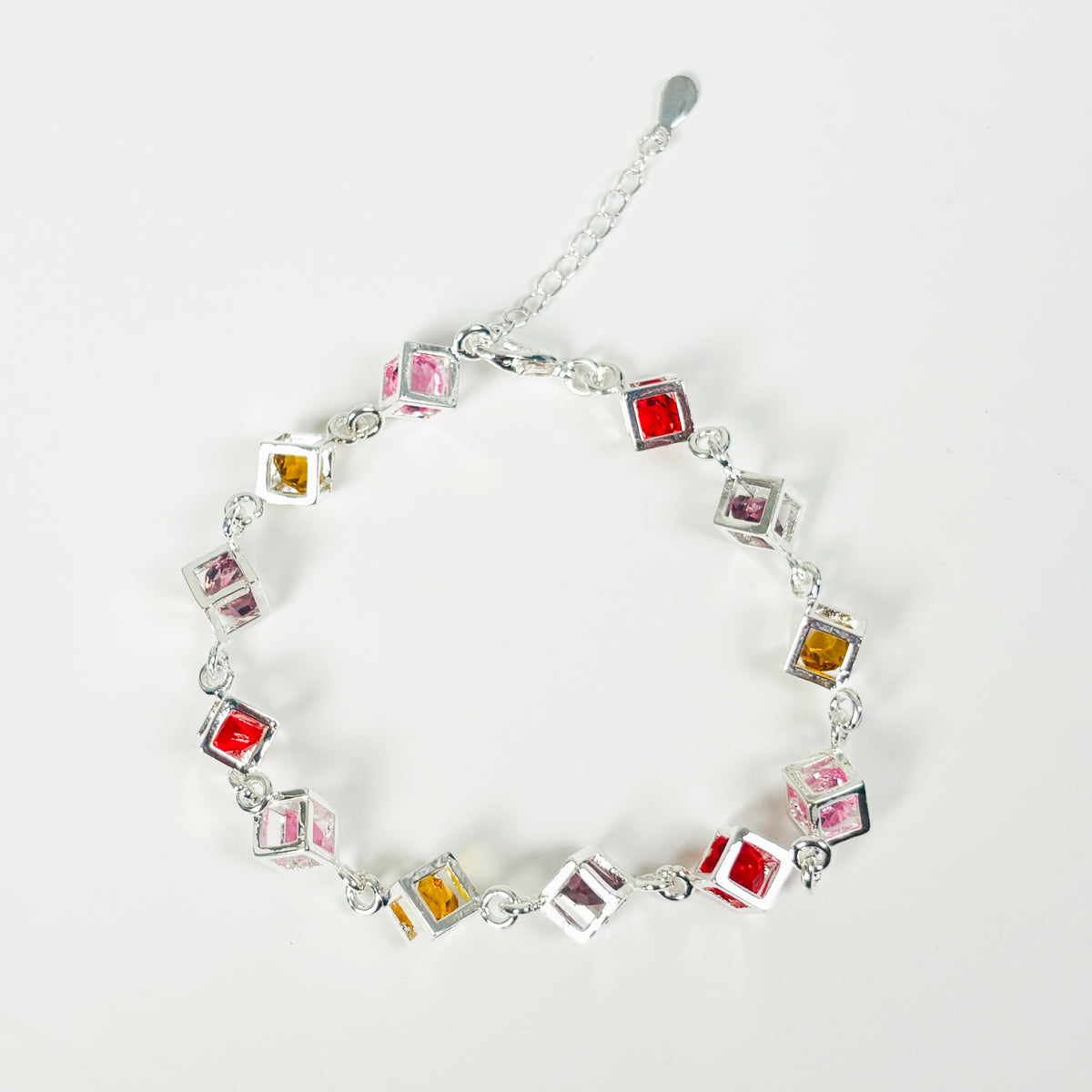 Vintage Gemstone Box Bracelet .925 Silver