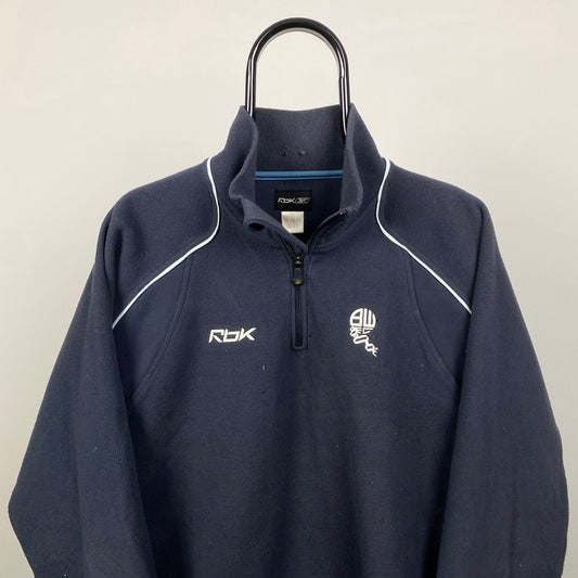 00s Reebok Bolton 1/4 Zip Sweatshirt Blue XL