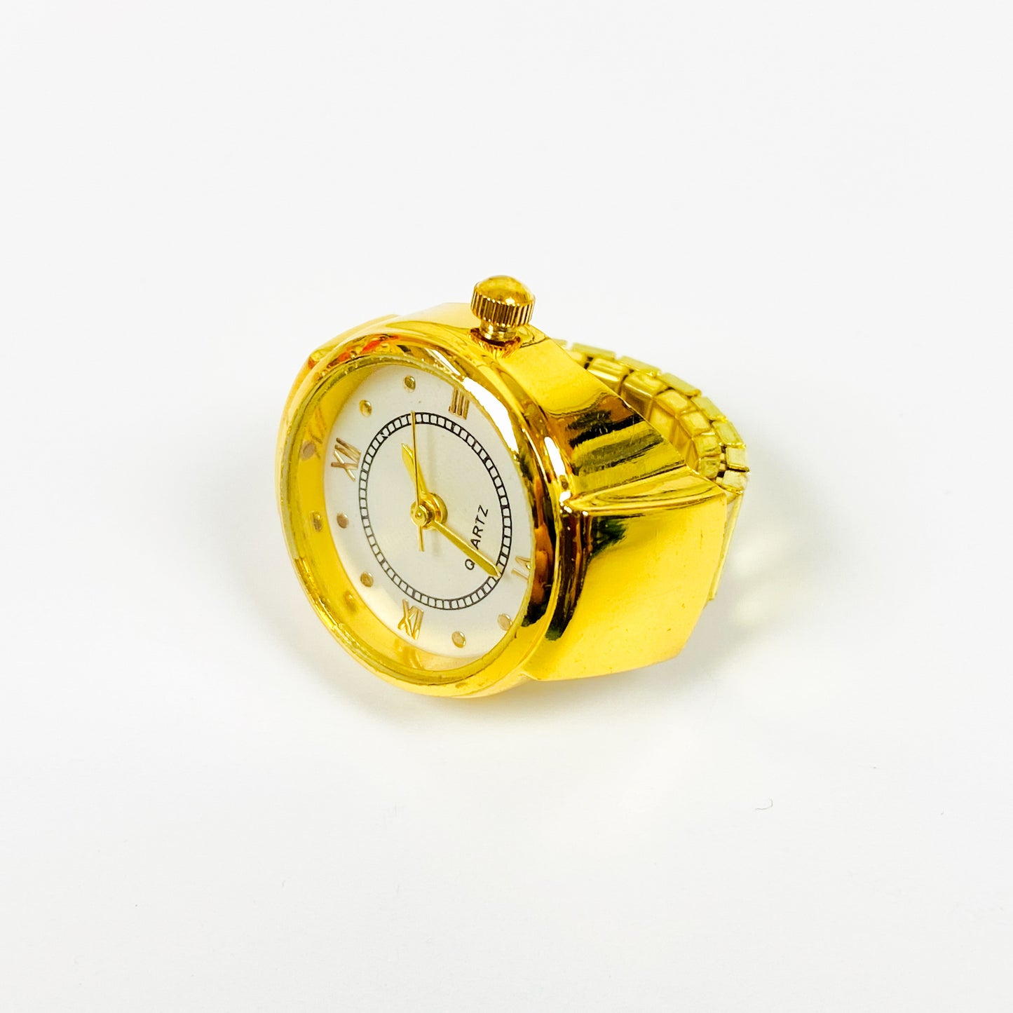 Retro Adjustable Watch Ring Gold White