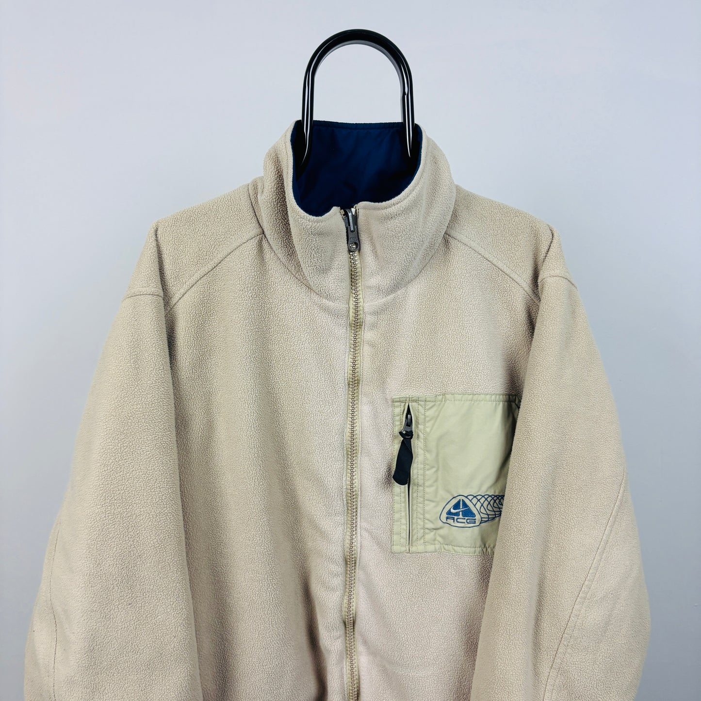 00s Nike ACG Reversible Fleece Coat Jacket Brown Blue Medium