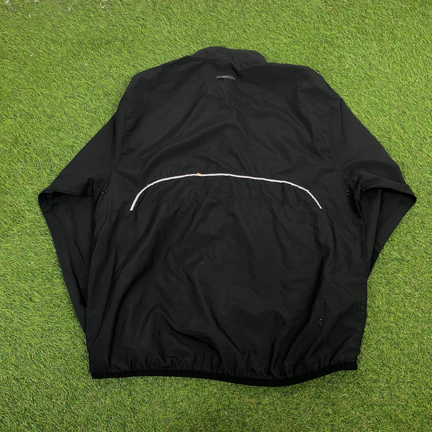 00s Nike Asymmetrical Piping Windbreaker Jacket + Joggers Set Black Medium