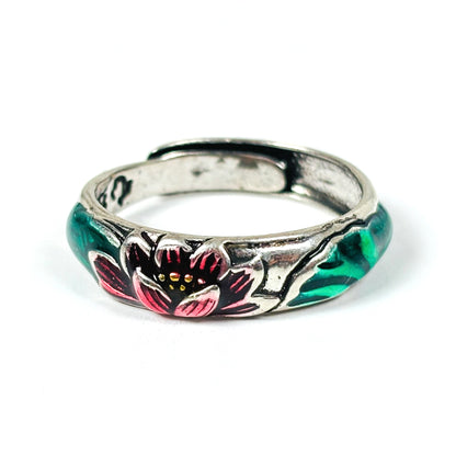 Vintage Hibiscus Ring Adjustable