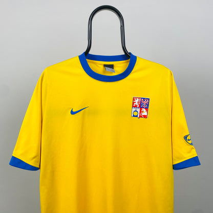 00s Nike Czech Republic Football Shirt T-Shirt Yellow Large