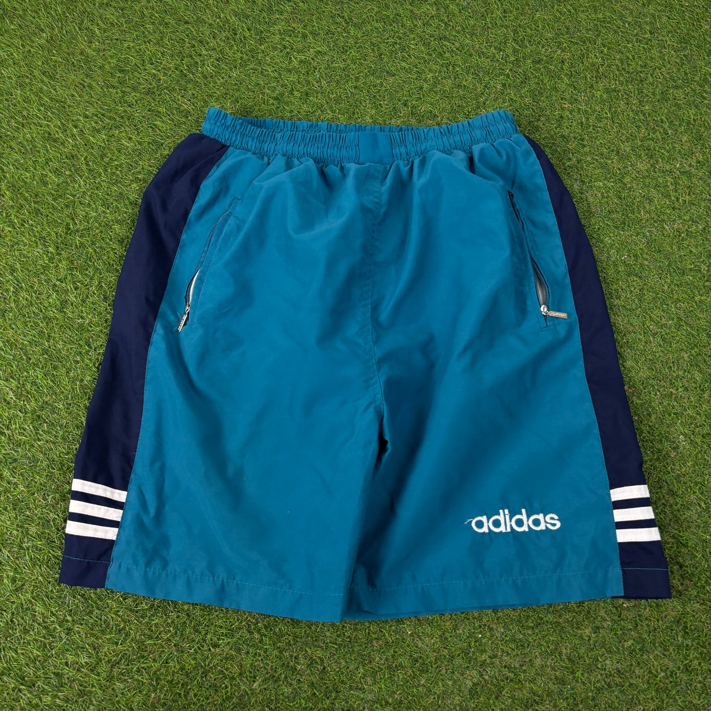90s Adidas Zip Pocket Shorts Blue XXL