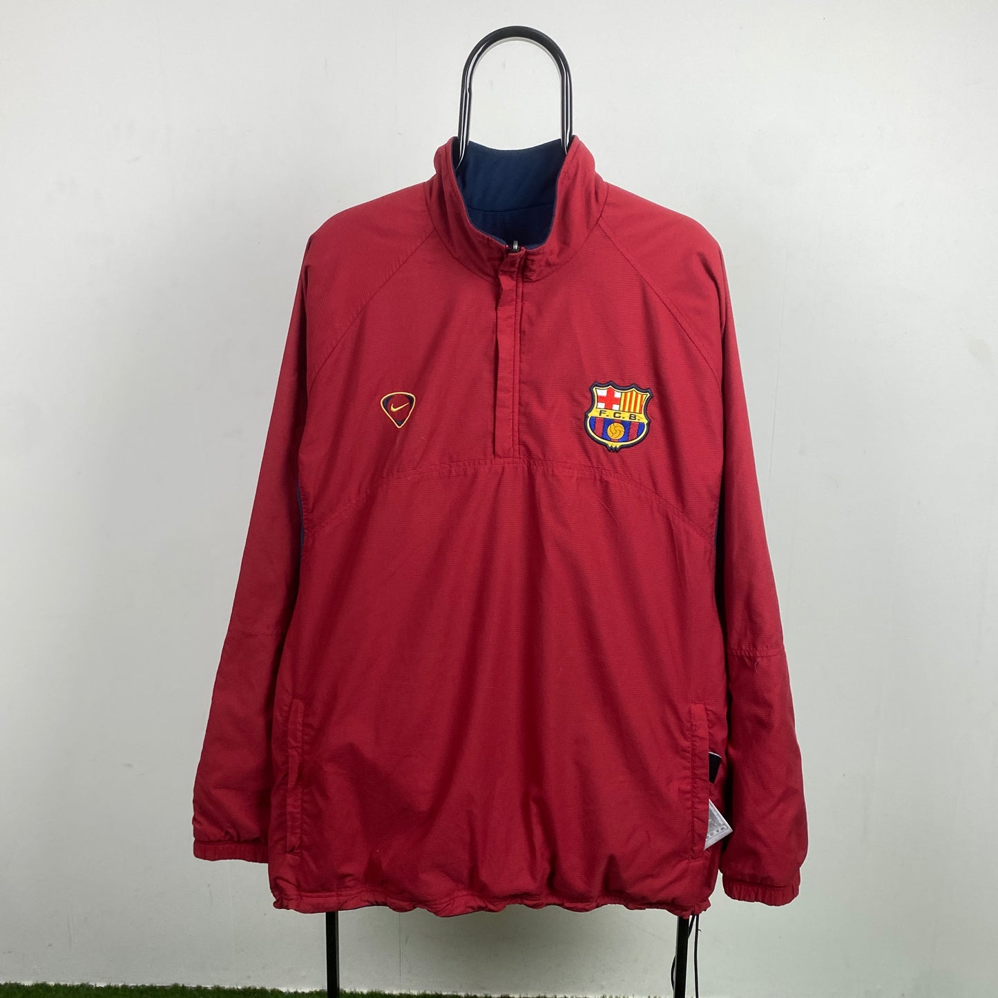 00s Nike Barcelona Reversible Fleece Coat Jacket Red Blue XL