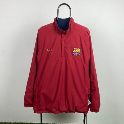 00s Nike Barcelona Reversible Fleece Coat Jacket Red Blue XL