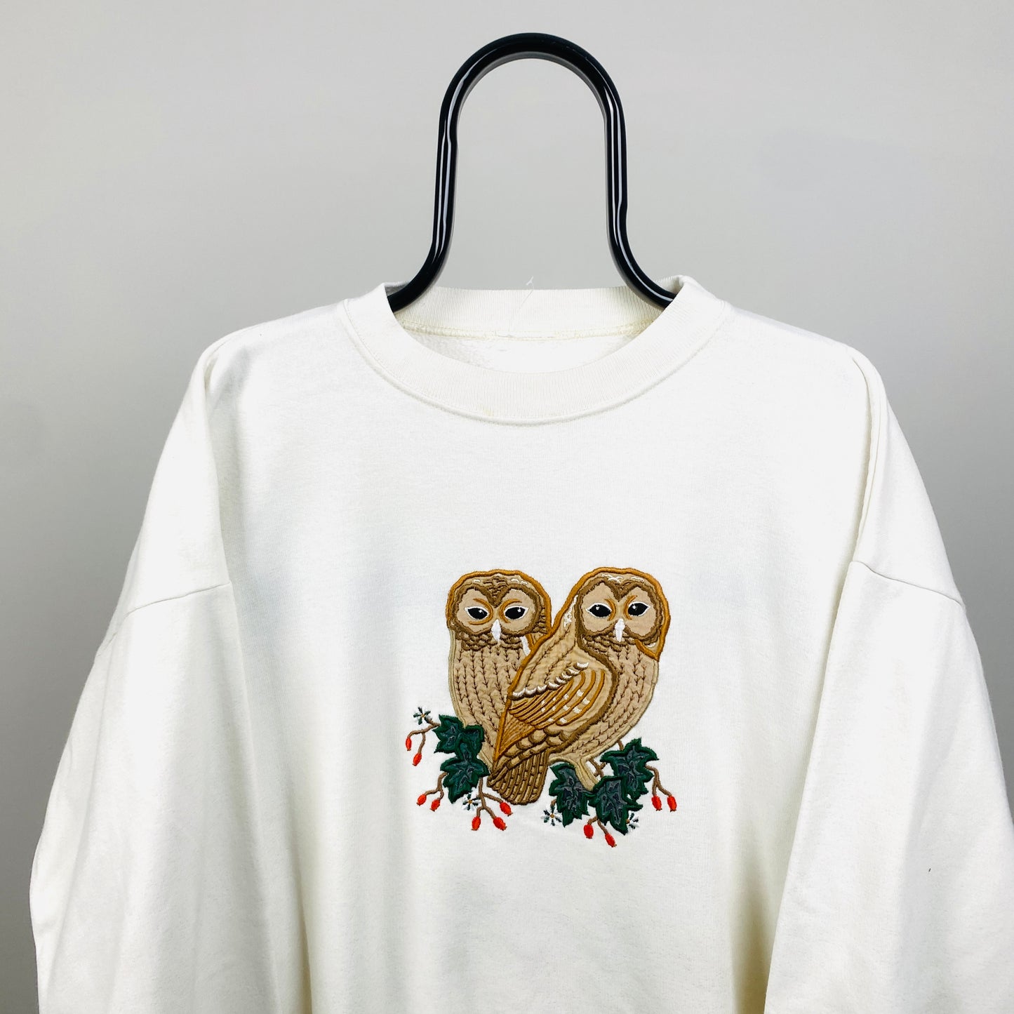 90s Owl Sweatshirt Brown Medium