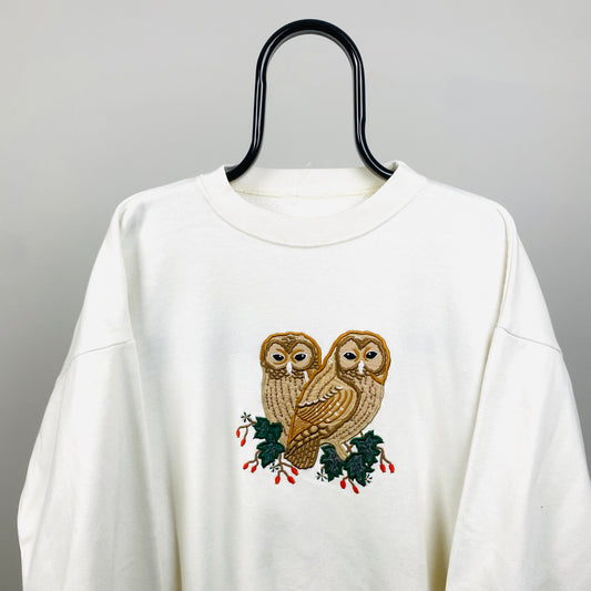 90s Owl Sweatshirt Brown Medium