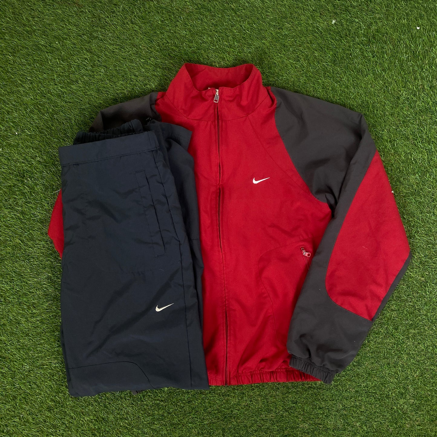 00s Nike Windbreaker Jacket + Joggers Set Red Small